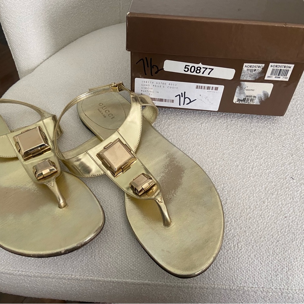 Gucci Gold Sandals with Bow Detail